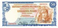 p42Aa from Uruguay: 50 Pesos from 1939