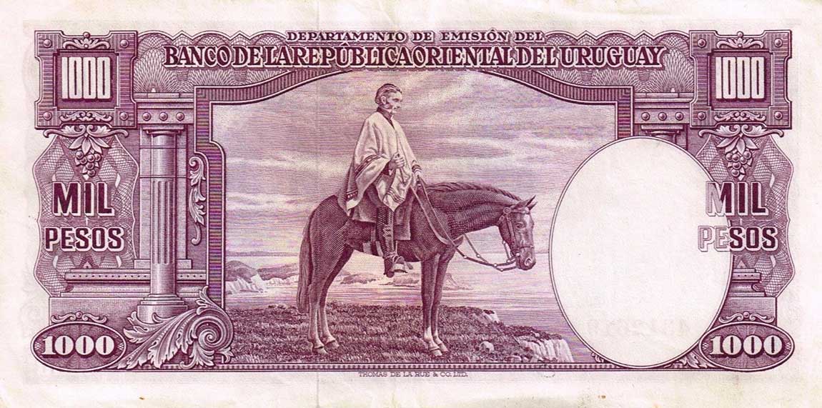Back of Uruguay p45a: 1000 Pesos from 1939