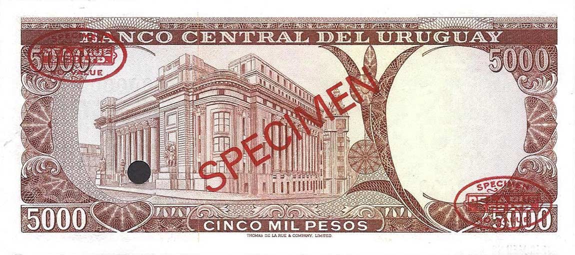 Back of Uruguay p50s: 5000 Pesos from 1967