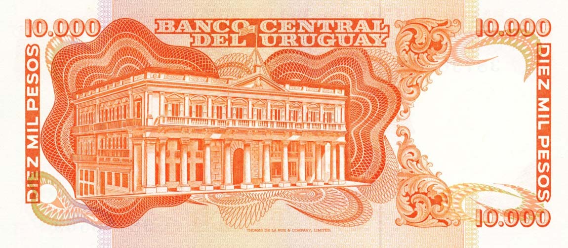 Back of Uruguay p53b: 10000 Pesos from 1974