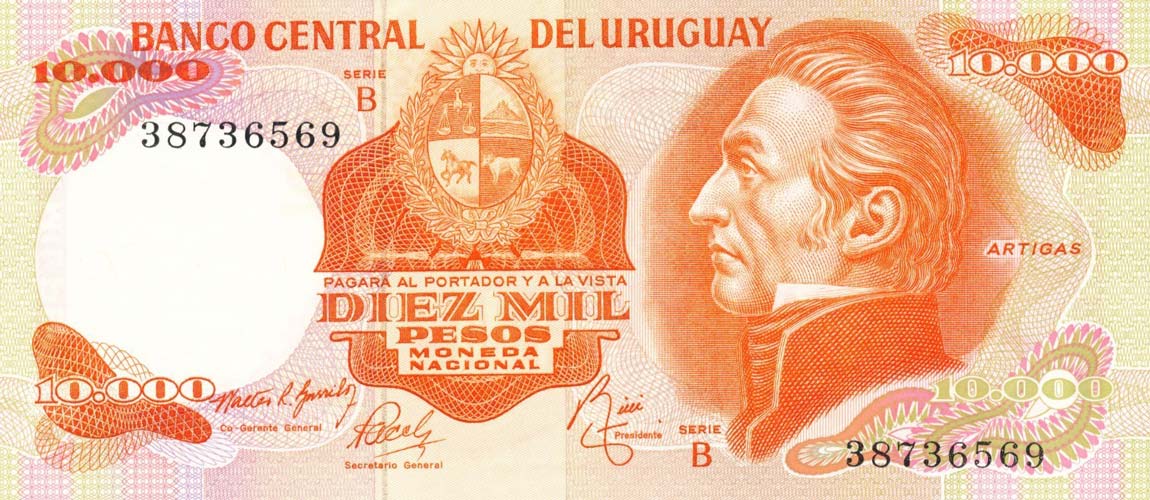 Front of Uruguay p53b: 10000 Pesos from 1974