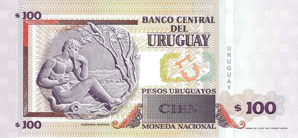 Back of Uruguay p76c: 100 Pesos Uruguayos from 2000