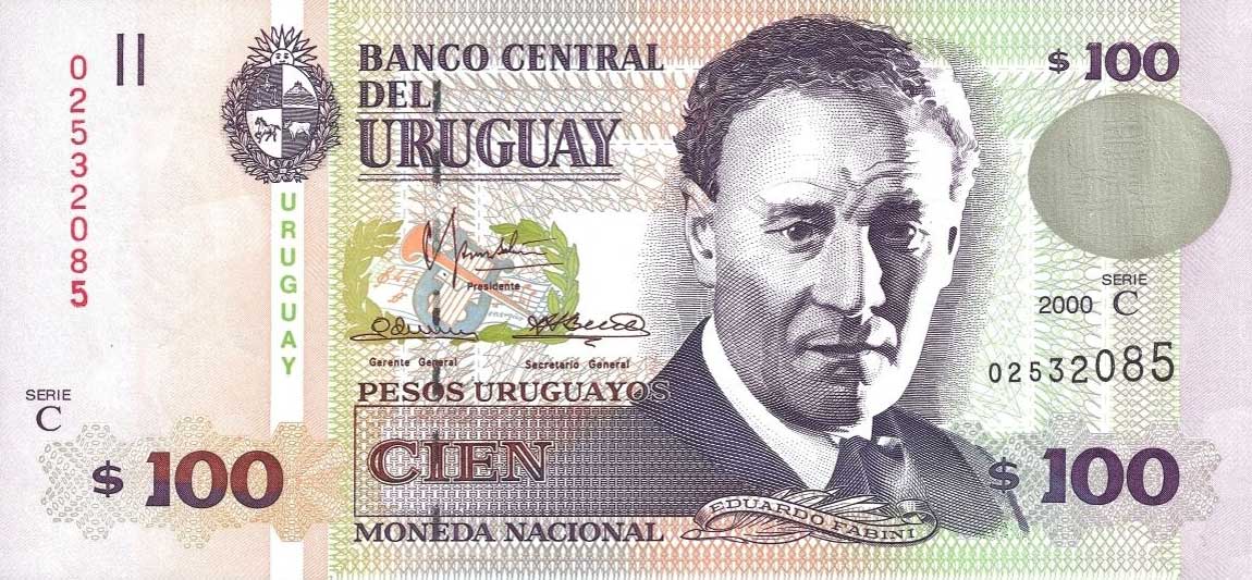 Front of Uruguay p76c: 100 Pesos Uruguayos from 2000