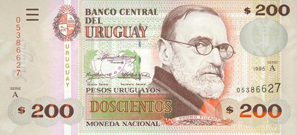 Front of Uruguay p77a: 200 Pesos Uruguayos from 1995