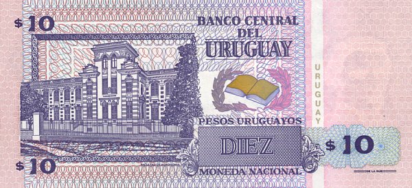 Back of Uruguay p81a: 10 Pesos Uruguayos from 1998
