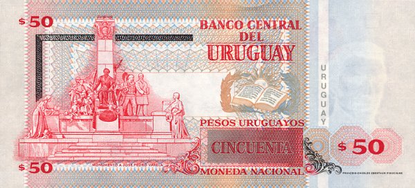 Back of Uruguay p84: 50 Pesos Uruguayos from 2000