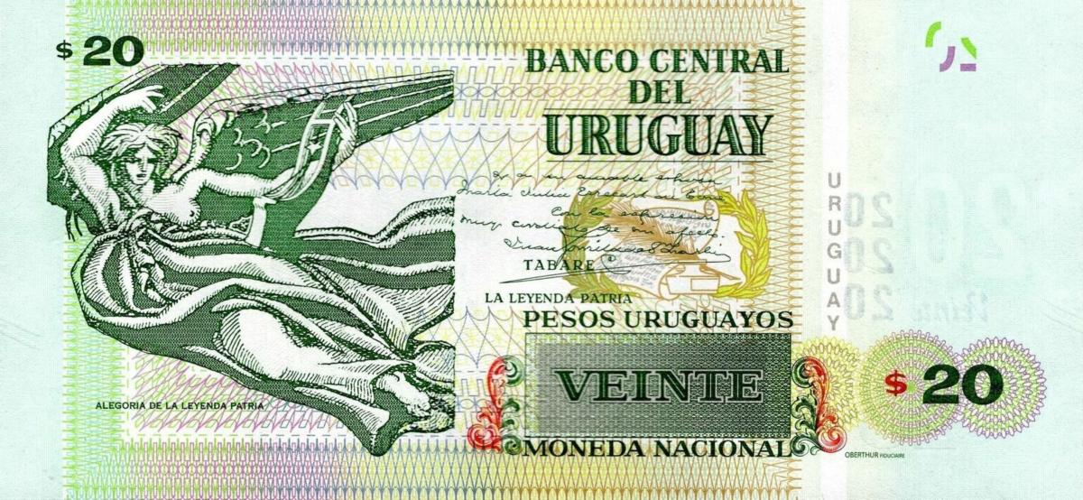 Back of Uruguay p93b: 20 Pesos Uruguayos from 2018