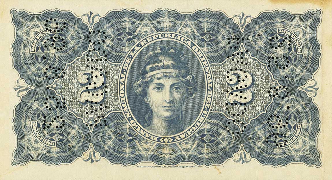 Back of Uruguay pA91b: 2 Pesos from 1896