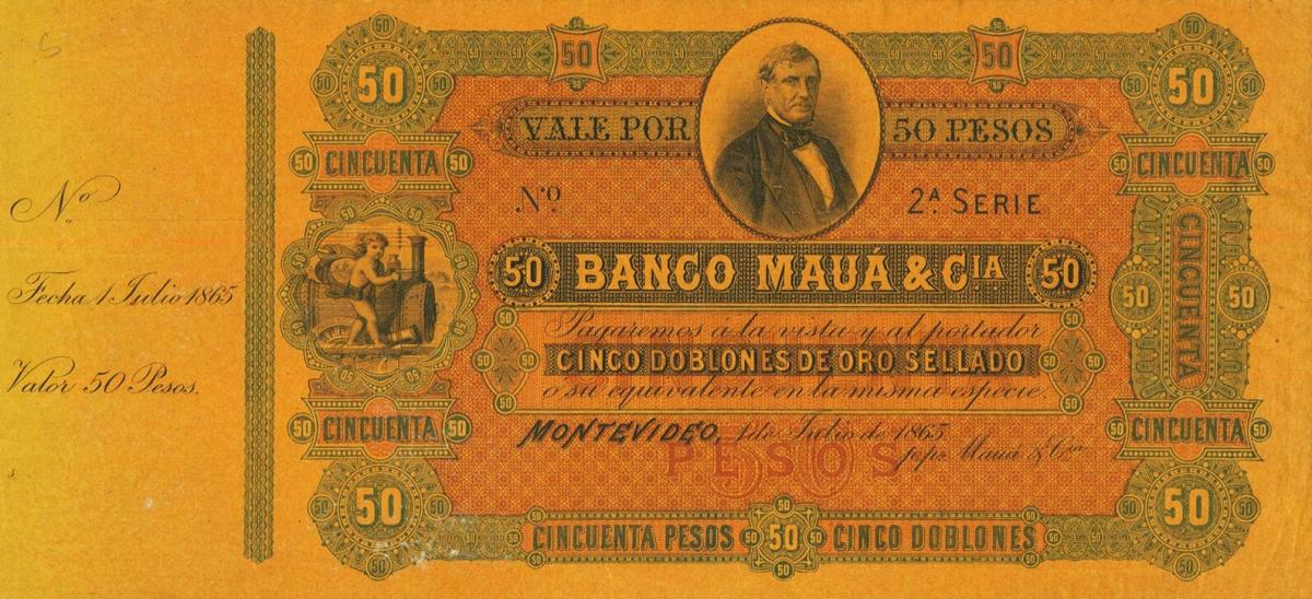Front of Uruguay pS278: 50 Pesos from 1865