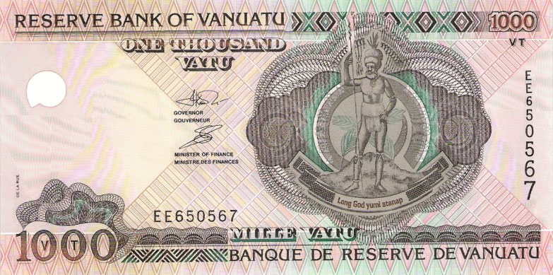 Front of Vanuatu p10a: 1000 Vatu from 2002