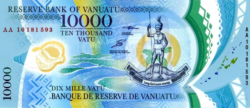 Front of Vanuatu p16: 10000 Vatu from 2010