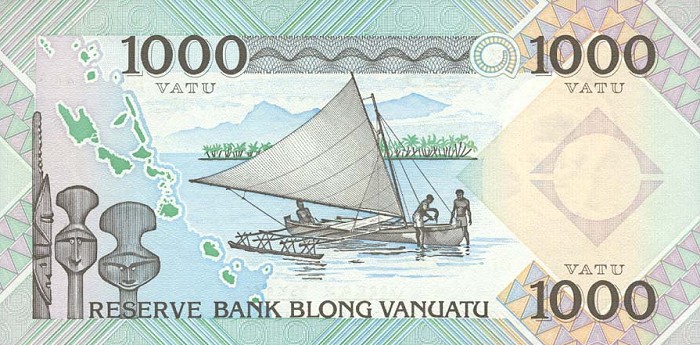 Back of Vanuatu p6a: 1000 Vatu from 1993