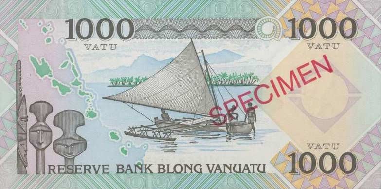 Back of Vanuatu p6s: 1000 Vatu from 1993
