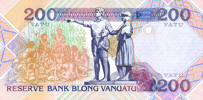 Back of Vanuatu p8a: 200 Vatu from 1995