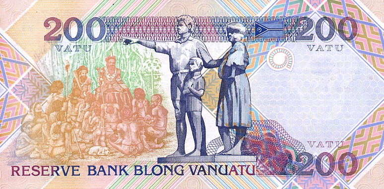 Back of Vanuatu p9: 200 Vatu from 1995