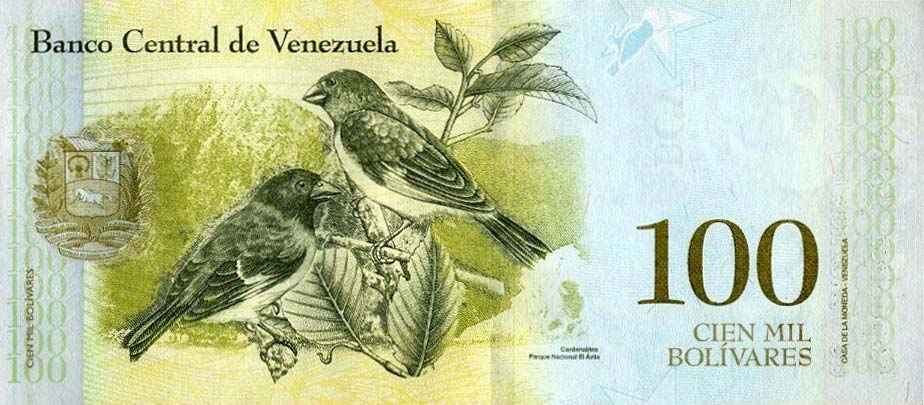 Back of Venezuela p100b2: 100000 Bolivar from 2017