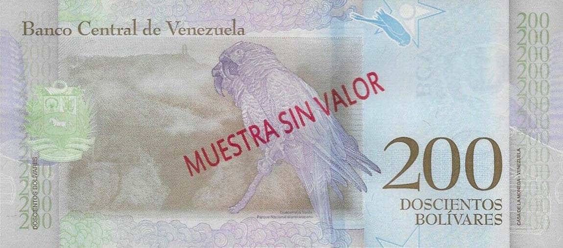 Back of Venezuela p107s: 200 Bolivar from 2018
