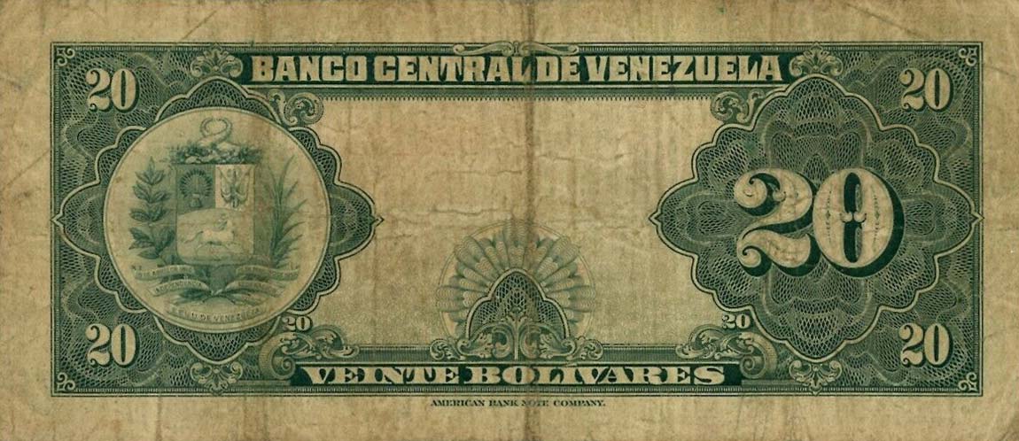 Back of Venezuela p32a: 20 Bolivares from 1941