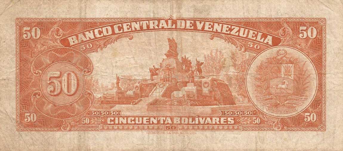 Back of Venezuela p44a: 50 Bolivares from 1961