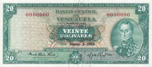 p46s1 from Venezuela: 20 Bolivares from 1967