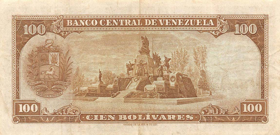Back of Venezuela p48a: 100 Bolivares from 1963