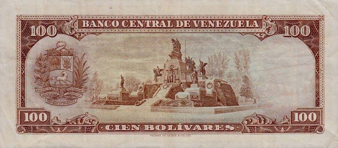 Back of Venezuela p48h: 100 Bolivares from 1971