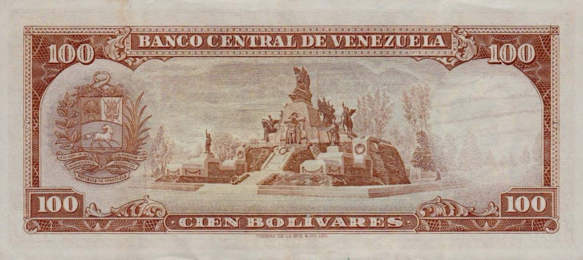 Back of Venezuela p48i: 100 Bolivares from 1972