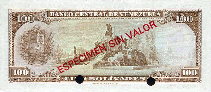 Back of Venezuela p48s1: 100 Bolivares from 1963