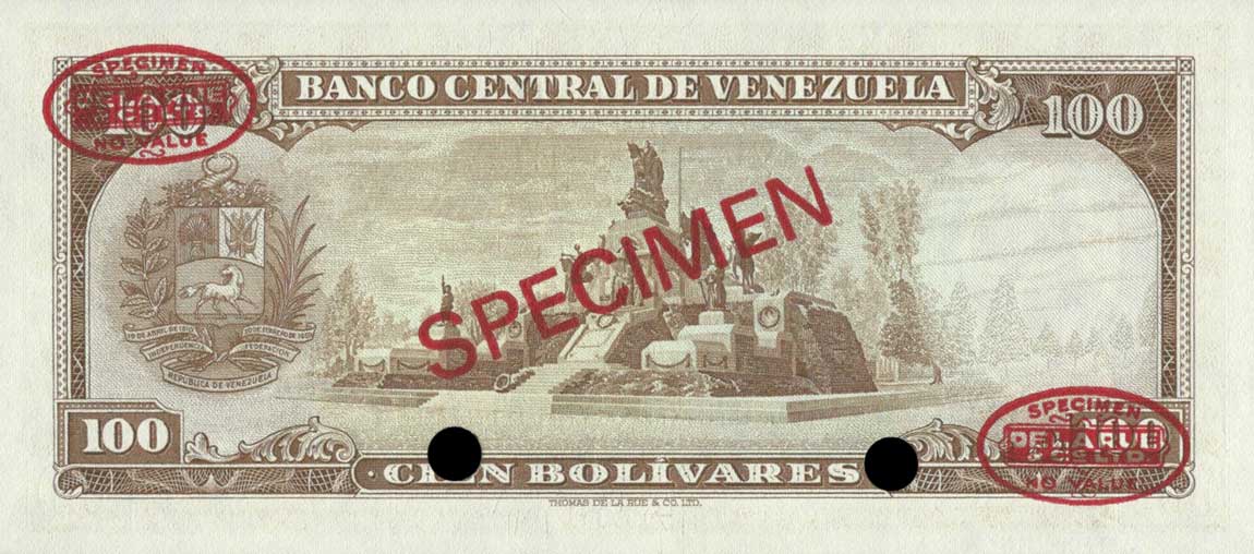 Back of Venezuela p48s2: 100 Bolivares from 1963