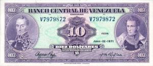 p51a from Venezuela: 10 Bolivares from 1971