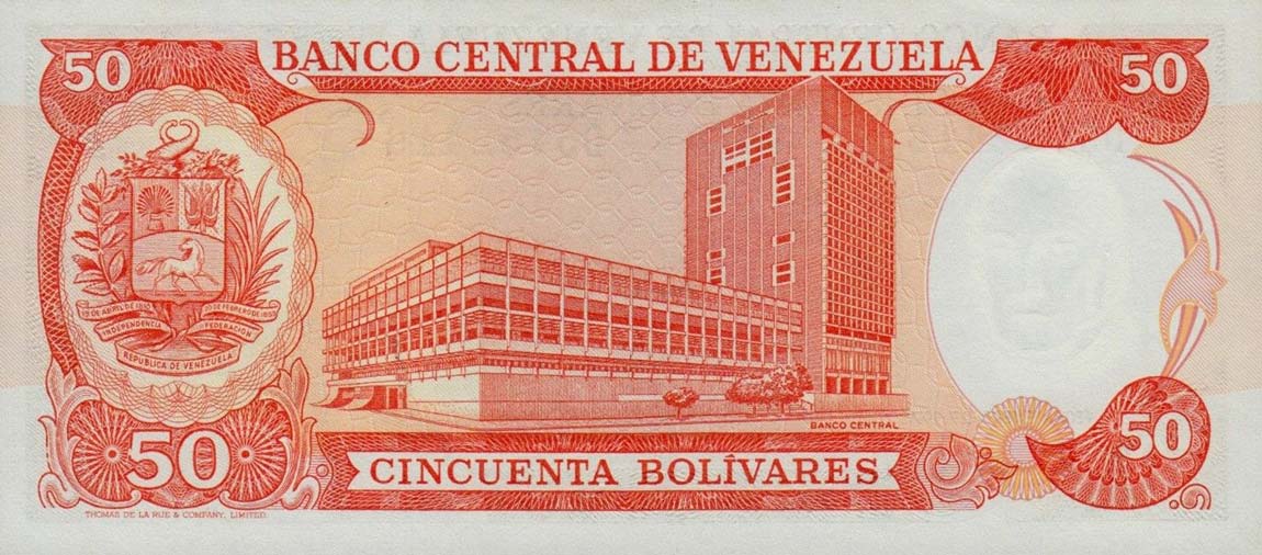 Back of Venezuela p54c: 50 Bolivares from 1976