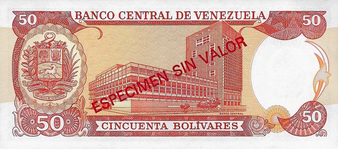 Back of Venezuela p65s: 50 Bolivares from 1985