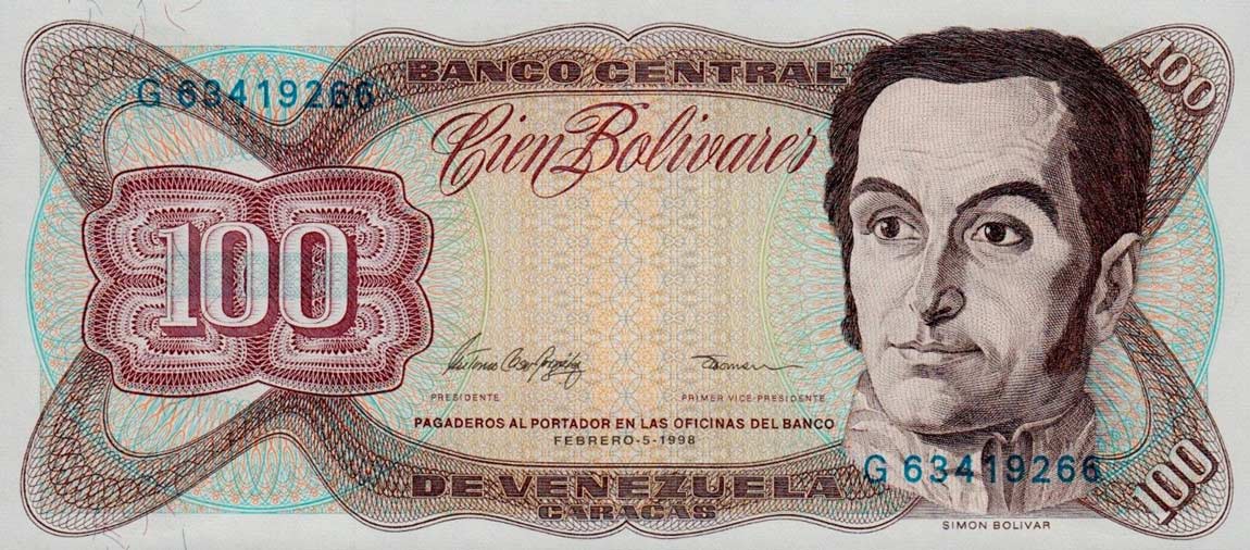 Front of Venezuela p66f: 100 Bolivares from 1998