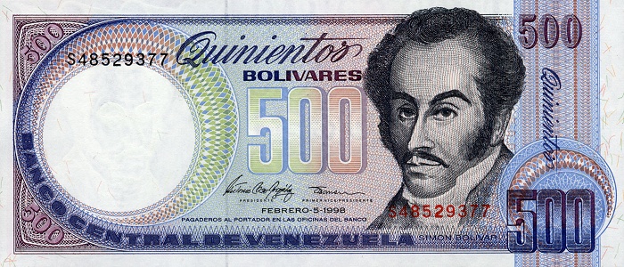 Front of Venezuela p67f: 500 Bolivares from 1998