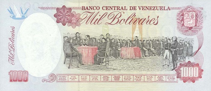 Back of Venezuela p76a: 1000 Bolivares from 1994