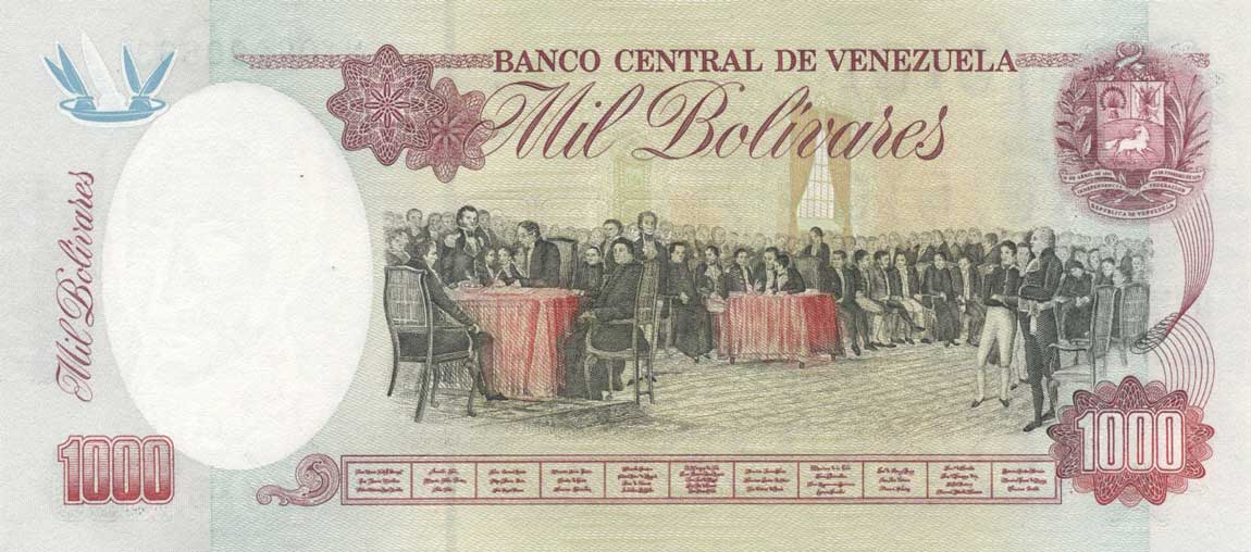 Back of Venezuela p76d: 1000 Bolivares from 1998