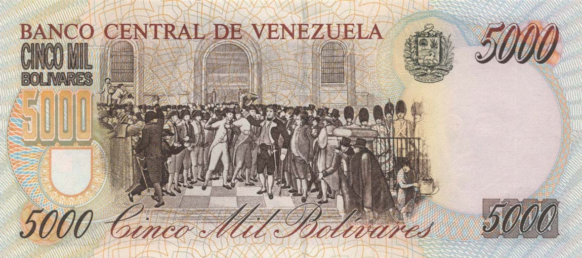 Back of Venezuela p78b: 5000 Bolivares from 1998