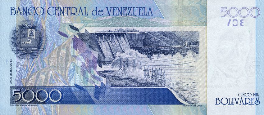 Back of Venezuela p84a: 5000 Bolivares from 2000
