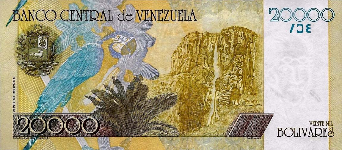 Back of Venezuela p86s: 20000 Bolivares from 2001