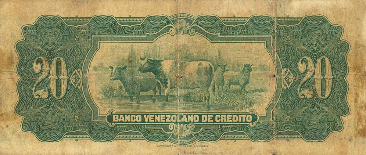 Back of Venezuela pS247a: 20 Bolivares from 1931