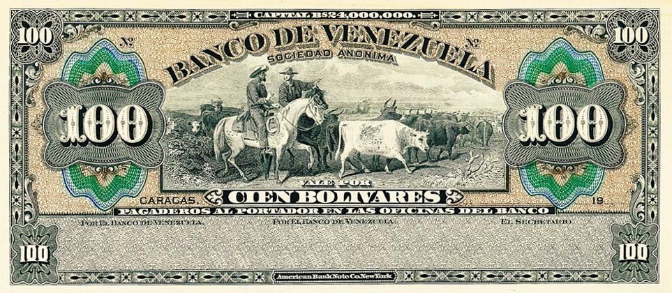 Front of Venezuela pS297p: 100 Bolivares from 1921