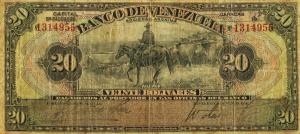pS311a from Venezuela: 20 Bolivares from 1930