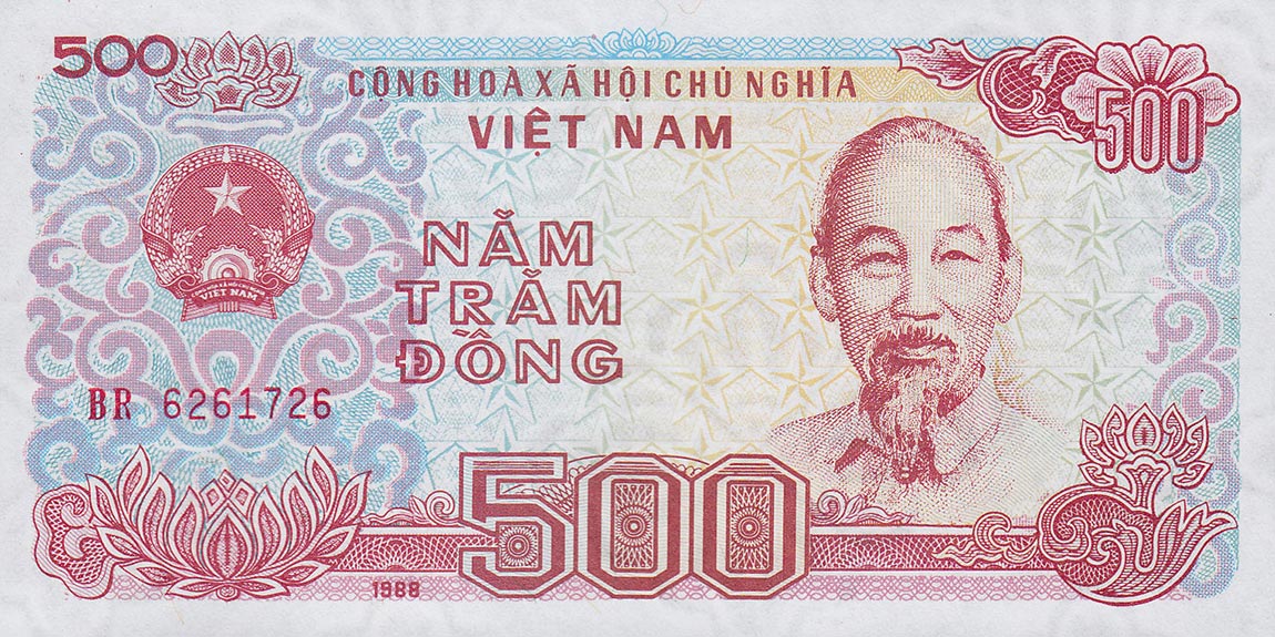 Front of Vietnam p101a: 500 Dong from 1988