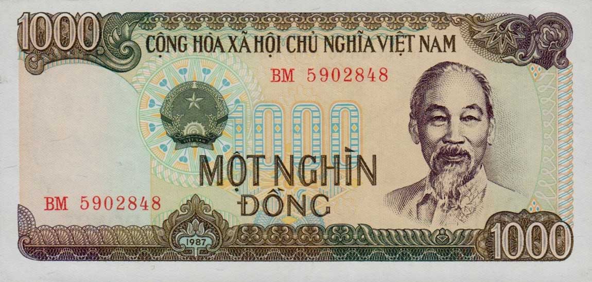 Front of Vietnam p102a: 1000 Dong from 1987