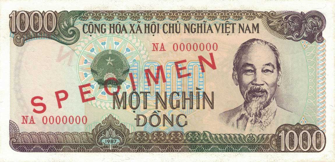 Front of Vietnam p102s: 1000 Dong from 1987