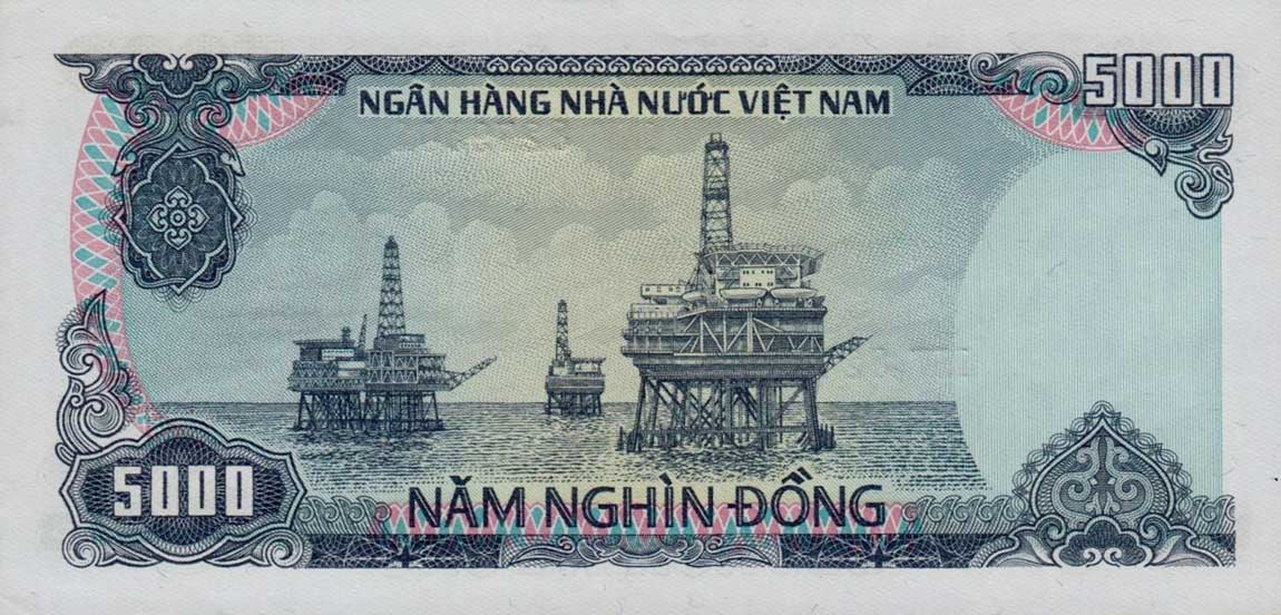 Back of Vietnam p104a: 5000 Dong from 1987