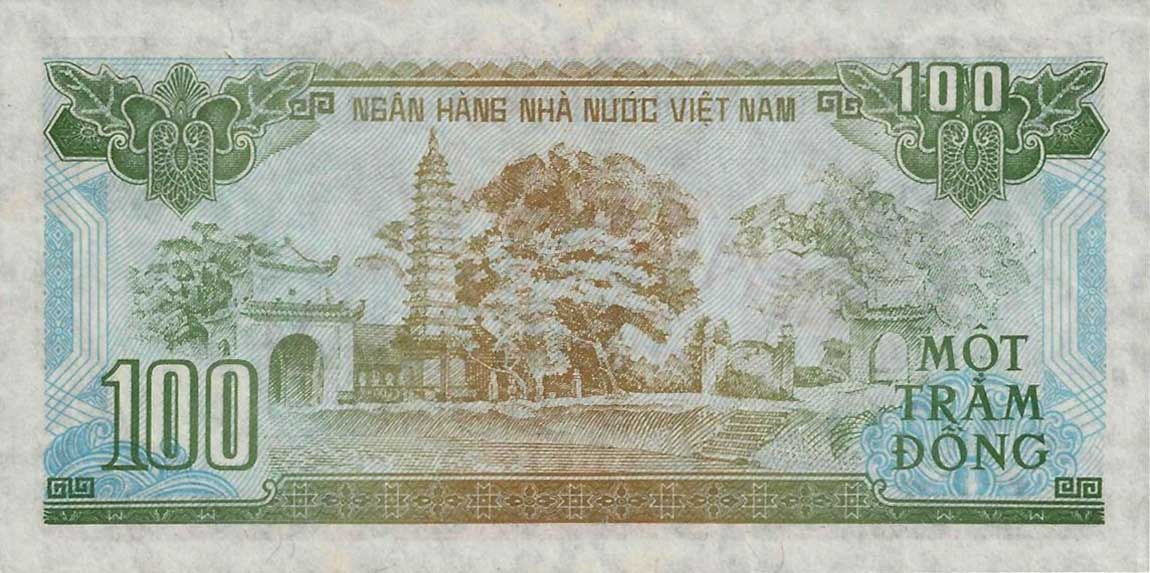 Back of Vietnam p105s1: 100 Dong from 1991