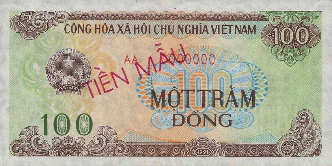 Front of Vietnam p105s1: 100 Dong from 1991