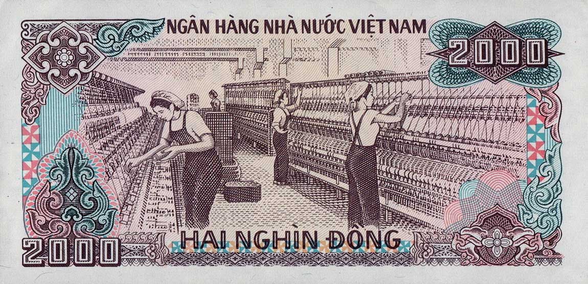 Back of Vietnam p107b: 2000 Dong from 1988