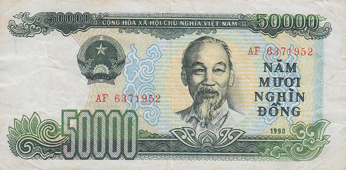 Front of Vietnam p111a: 50000 Dong from 1990